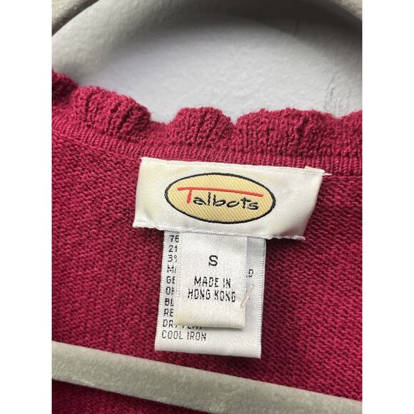 Talbots Cranberry Lightweight Cotton front Cardigan acrylic blend womens small - Picture 4 of 5